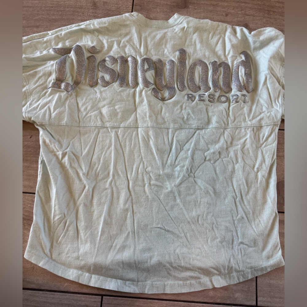 Disneyland Spirit Jersey Shirt Womens L Glitter Letters Teal